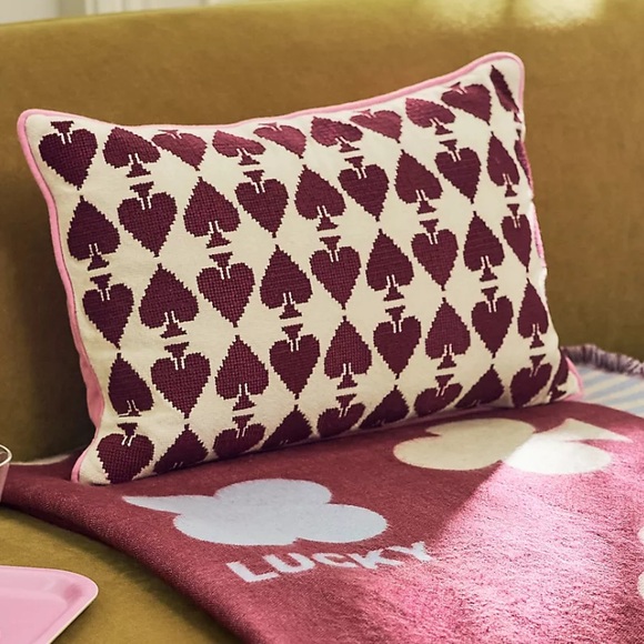 Anthropologie Other - Anthropologie Burgundy and White Needlepoint Pillow